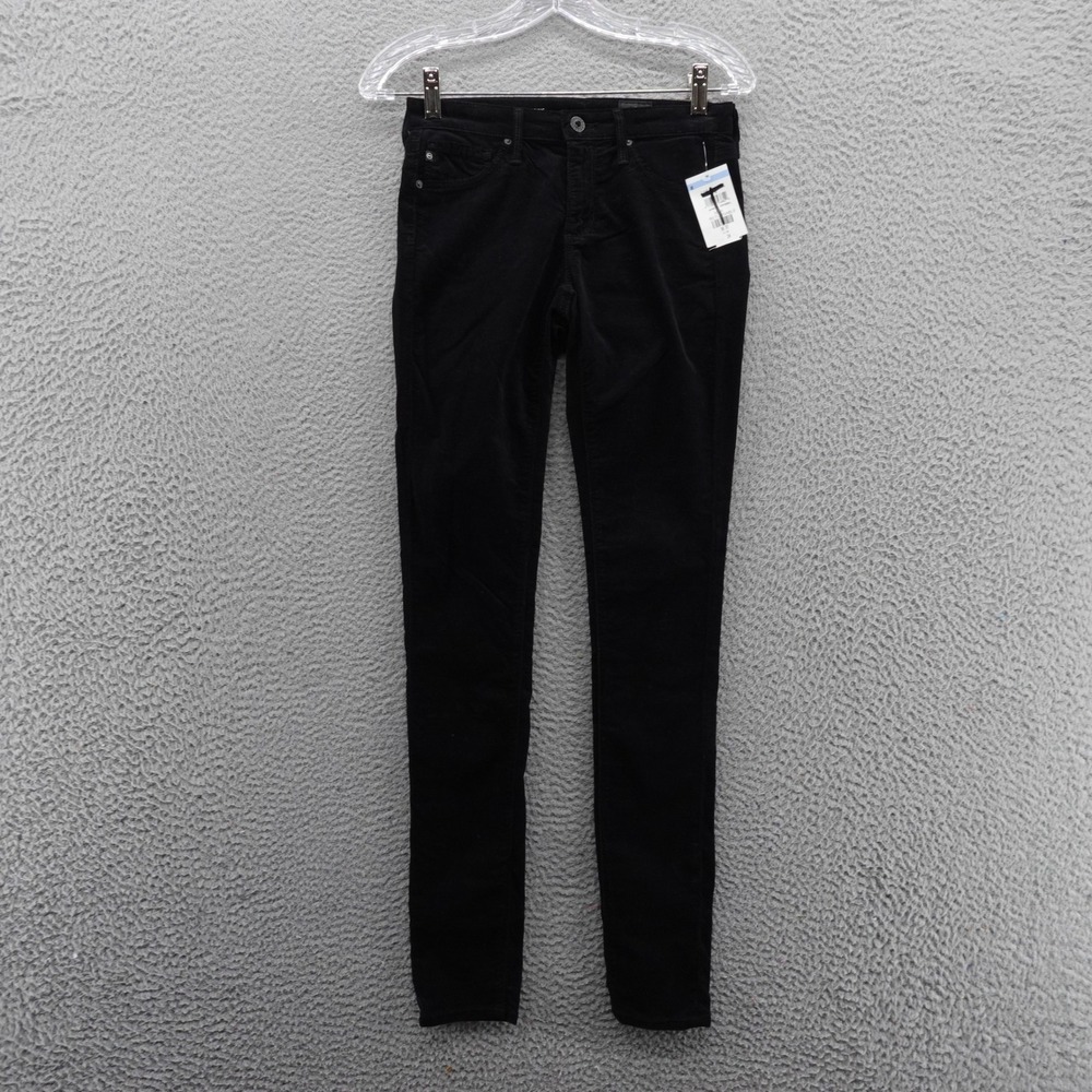AG Adriano Goldschmied The Legging Super Skinny Black Velvet Pants Womens 24 NEW